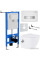 Унитаз подвесной Roxen Antares Bidet в комплекте с инсталляцией StounFix Slim 6 в 1 962866 (кнопка: белое стекло)