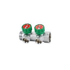 Коллектор регулирующий 1", на 2 выхода 1/2", хромированный VARMEGA VM14622