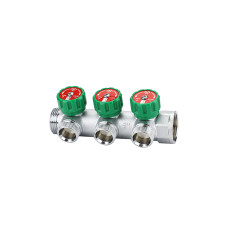 Коллектор регулирующий 1", на 3 выхода 1/2", хромированный VARMEGA VM14623