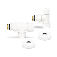Комплект термостатический с запорным клапаном Varmega №3 VMDV12-110415, 1/2" x 3/4"EK ВР-НР, осевой, белый