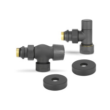 Комплект термостатический с запорным клапаном Varmega №3 VMDV12-210415, 1/2" x 3/4"EK ВР-НР, осевой, черный