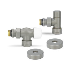 Комплект термостатический с запорным клапаном Varmega №3 VMDV12-310415, 1/2" x 3/4"EK ВР-НР, осевой, серый