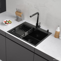 Кухонная мойка ARFEKA ECO AR мойка 600*500, коландер, дозатор BLACK DECOR MILLET GRAINS