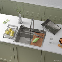 Кухонная мойка Roxen Stage Plus 560250-60-S многофункциональная 8 в 1 (60*48/текстурный сатин)