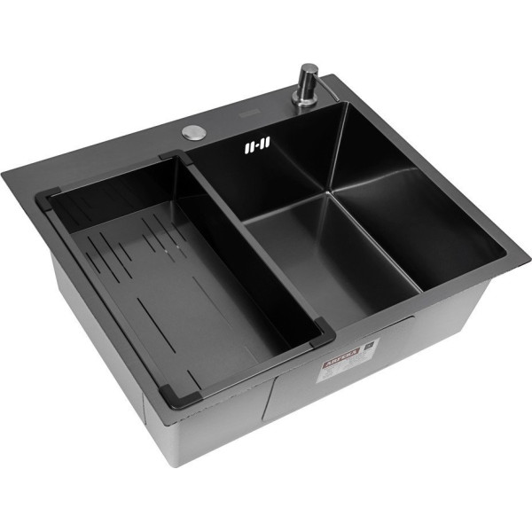 Кухонная мойка ARFEKA Eco AR мойка 600*500, коландер G, дозатор Black Кухонная мойка ARFEKA Eco AR мойка 600*500, коландер G, дозатор Black