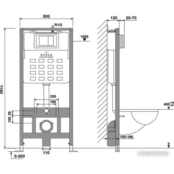 Инсталляция для унитаза Roxen StounFix Slim 805364 Инсталляция для унитаза Roxen StounFix Slim 805364