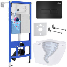 Унитаз подвесной Roxen Antares Tornado в комплекте с инсталляцией StounFix Dual Fresh 6 в 1 968313 (кнопка: черный матовый)