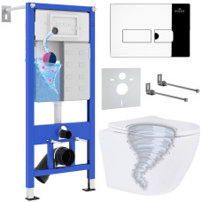 Унитаз подвесной Roxen Antares Tornado в комплекте с инсталляцией StounFix Dual Fresh 6 в 1 968316 (кнопка: хром глянцевый)