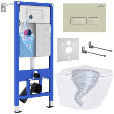 Унитаз подвесной Roxen Antares Tornado в комплекте с инсталляцией StounFix Dual Fresh 6 в 1 968326 (кнопка: пастель бежевый)