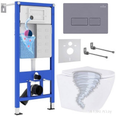 Унитаз подвесной Roxen Antares Tornado в комплекте с инсталляцией StounFix Dual Fresh 6 в 1 968330 (кнопка: серый бетон)