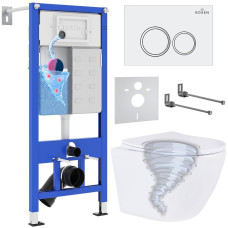 Унитаз подвесной Roxen Antares Tornado в комплекте с инсталляцией StounFix Dual Fresh 6 в 1 968335 (кнопка: белый глянцевый)