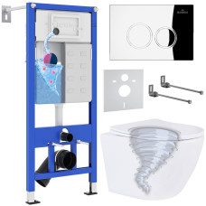 Унитаз подвесной Roxen Antares Tornado в комплекте с инсталляцией StounFix Dual Fresh 6 в 1 968340 (кнопка: хром глянцевый)