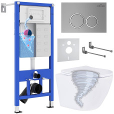 Унитаз подвесной Roxen Antares Tornado в комплекте с инсталляцией StounFix Dual Fresh 6 в 1 968345 (кнопка: хром матовый)