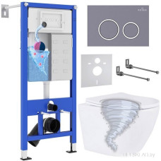 Унитаз подвесной Roxen Antares Tornado в комплекте с инсталляцией StounFix Dual Fresh 6 в 1 968349 (кнопка: серый бетон)