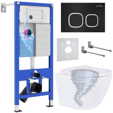 Унитаз подвесной Roxen Antares Tornado в комплекте с инсталляцией StounFix Dual Fresh 6 в 1 968377 (кнопка: черный матовый)