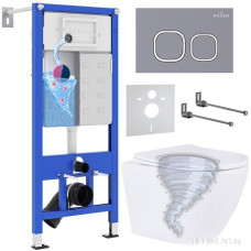 Унитаз подвесной Roxen Antares Tornado в комплекте с инсталляцией StounFix Dual Fresh 6 в 1 968389 (кнопка: серый бетон)