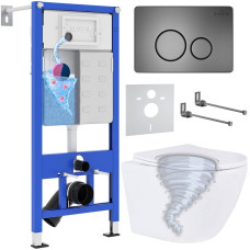 Унитаз подвесной Roxen Antares Tornado в комплекте с инсталляцией StounFix Dual Fresh 6 в 1 968390 (кнопка: оружейная сталь)