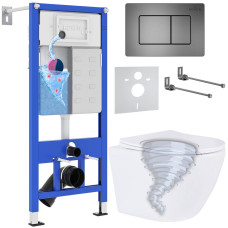 Унитаз подвесной Roxen Antares Tornado в комплекте с инсталляцией StounFix Dual Fresh 6 в 1 968391 (кнопка: оружейная сталь)