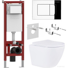 Унитаз подвесной Roxen Antares в комплекте с инсталляцией Asten Readle Zentralmodul AR0601-185CH с кнопкой (хром глянец)