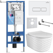Унитаз подвесной Roxen Vine Tornado в комплекте с инсталляцией StounFix Dual Fresh 6 в 1 979000 (кнопка:белый глянцевый)