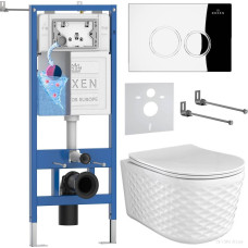 Унитаз подвесной Roxen Vine Tornado в комплекте с инсталляцией StounFix Dual Fresh 6 в 1 979009 (кнопка: хром глянцевый)