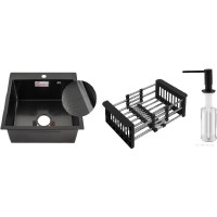 Кухонная мойка Schtoff Best Decor Black 4550 + коландер KR-1 BLACK + дозатор SD-1 BLACK, комплект