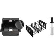 Кухонная мойка Schtoff Best Decor Black 4550 + коландер KR-1 BLACK + дозатор SD-1 BLACK, комплект