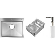 Кухонная мойка Schtoff Best Decor Silver 6050 + коландер KR-1 GREY + дозатор SD-1 SILVER