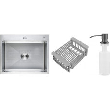 Кухонная мойка Schtoff Best Premium Silver 6050 + коландер KR-1 GREY + дозатор SD-1 GREY