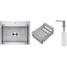 Кухонная мойка Schtoff Best Premium Silver 6050 + коландер KR-1 GREY + дозатор SD-1 SILVER