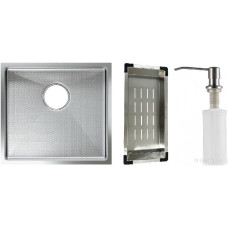 Кухонная мойка Schtoff Undermount Best Decor Silver 4545 + коландер K-1 BLACK + дозатор SD-1 SILVER