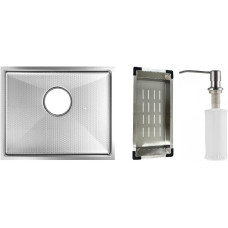 Кухонная мойка Schtoff Undermount Best Decor Silver 5545 + коландер K-1 BLACK + дозатор SD-1 SILVER