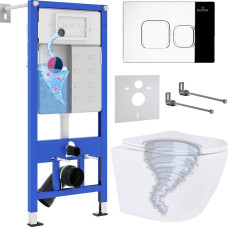 Унитаз подвесной Roxen Antares Tornado Long в комплекте с инсталляцией StounFix Dual Fresh 6 в 1 868434 (кнопка: хром глянцевый глянцевая)