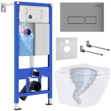 Унитаз подвесной Roxen Antares Tornado в комплекте с инсталляцией StounFix Dual Fresh 6 в 1 968322 (кнопка: хром матовый)