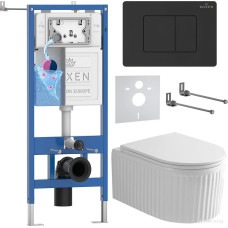 Унитаз подвесной Roxen Royal Matt в комплекте с инсталляцией StounFix Dual Fresh 6 в 1 868620 (кнопка: оружейная сталь матовая)