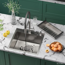 Кухонная мойка Roxen Simple 560220-50-V сатин/текстурная (с коландером и дозатором)