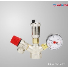 Запорная арматура Varmega Группа безопасности котла 1", 3 бар, латунь, компактная VM16101