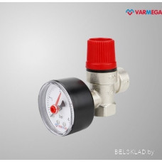 Запорная арматура Varmega Клапан предохранительный 1/2", ВР-ВР, 6 бар с манометром VM16617