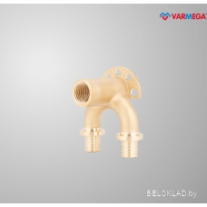 Фитинг Varmega Угол латунный настенный проходной ВР Slide-fit 20x20x1/2", аксиальный VM52114