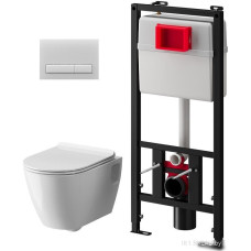 Унитаз подвесной Ани Пласт WN51400ART (клавиша смыва: белый матовый)