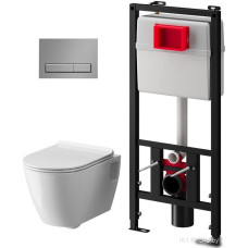 Унитаз подвесной Ани Пласт WN51411ART (клавиша смыва: хром матовый)