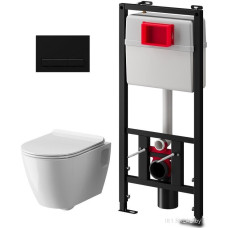 Унитаз подвесной Ани Пласт WN51433ART (клавиша смыва: черный матовый)