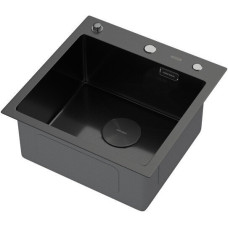 Кухонная мойка ARFEKA ECO AR 450*450 POP-UP BLACK PVD NANO DECOR MILLET GRAINS (настольная)