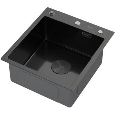 Кухонная мойка ARFEKA ECO AR 450*500 POP-UP BLACK PVD NANO DECOR MILLET GRAINS