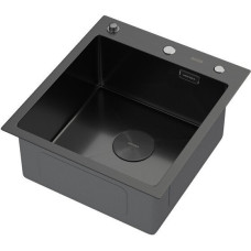 Кухонная мойка ARFEKA ECO AR 450*500 POP-UP BLACK PVD NANO DECOR VOLCANIC ROCK