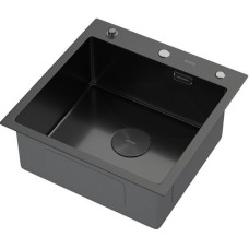 Кухонная мойка ARFEKA Eco AR 500*500 POP-UP BLACK PVD NANO DECOR VOLCANIC ROCK