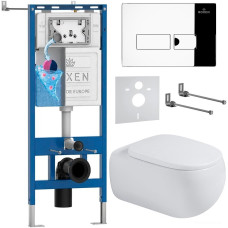 Унитаз подвесной Roxen Titan в комплекте с инсталляцией StounFix Dual Fresh 6 в 1 967203 (кнопка: хром)