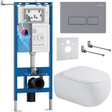 Унитаз подвесной Roxen Titan в комплекте с инсталляцией StounFix Dual Fresh 6 в 1 967204 (кнопка: бетон)