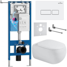 Унитаз подвесной Roxen Titan в комплекте с инсталляцией StounFix Dual Fresh 6 в 1 967207 (кнопка: белая)