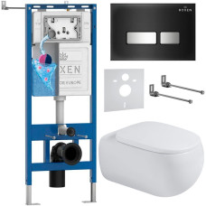 Унитаз подвесной Roxen Titan в комплекте с инсталляцией StounFix Dual Fresh 6 в 1 967208 (кнопка: черная)